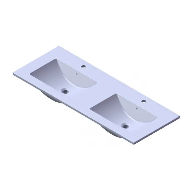 Keramische Wastafel Parijs met Kraangat - 120 x 46 x 16.5 cm -  Wit Glans