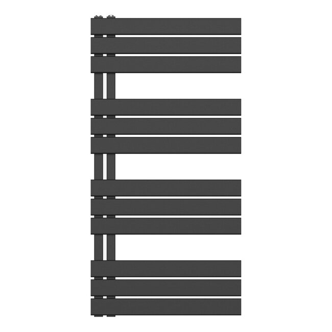 Handdoek Radiator met Aansluiting Links - 593 Watt - 1200 x 500 mm - Mat Zwart