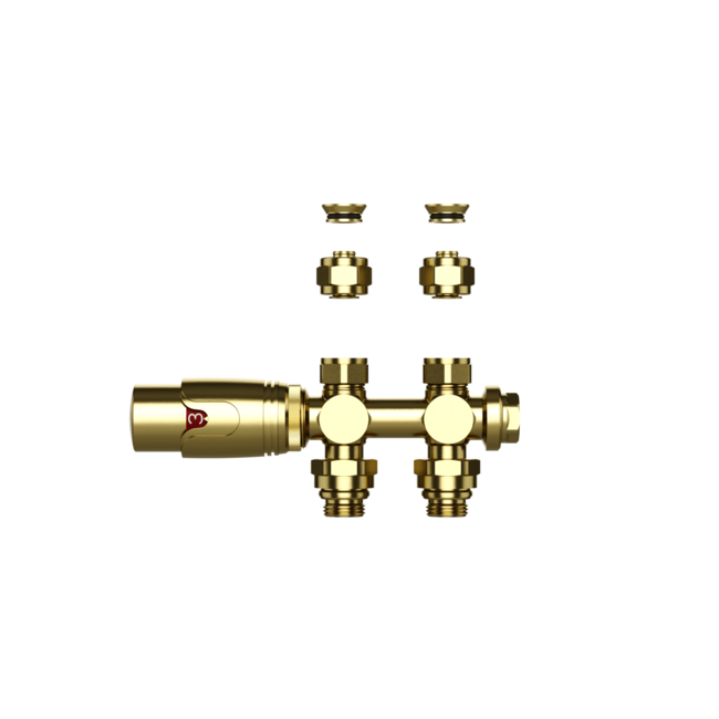 Thermostatische Radiatorkraan Muur en Vloer - 1/2M x 16/2M M30 - Geborsteld Goud