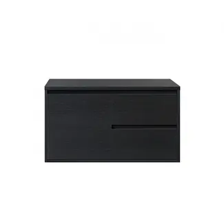 Fabriecio Badkamermeubel Manchester met Topblad - 80 cm - Zwart met houtnerf