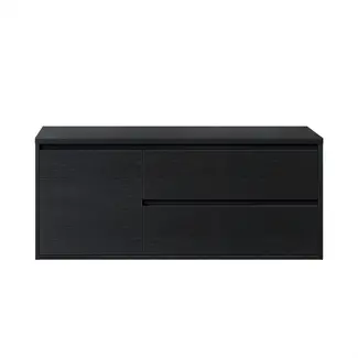 Fabriecio Badkamermeubel Manchester met Topblad - 120 cm - Zwart met houtnerf