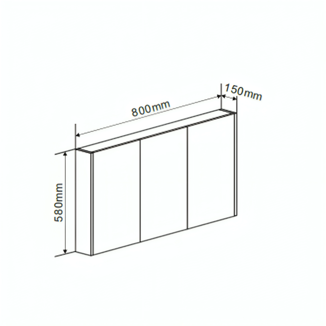 Spiegelkast Leeds - 80 cm - Mat Zwart