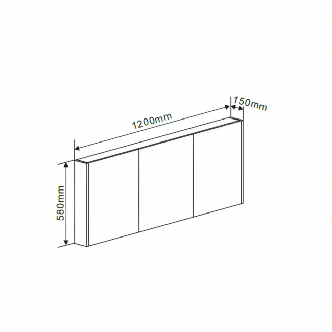 Spiegelkast Leeds - 120 cm - Mat Zwart