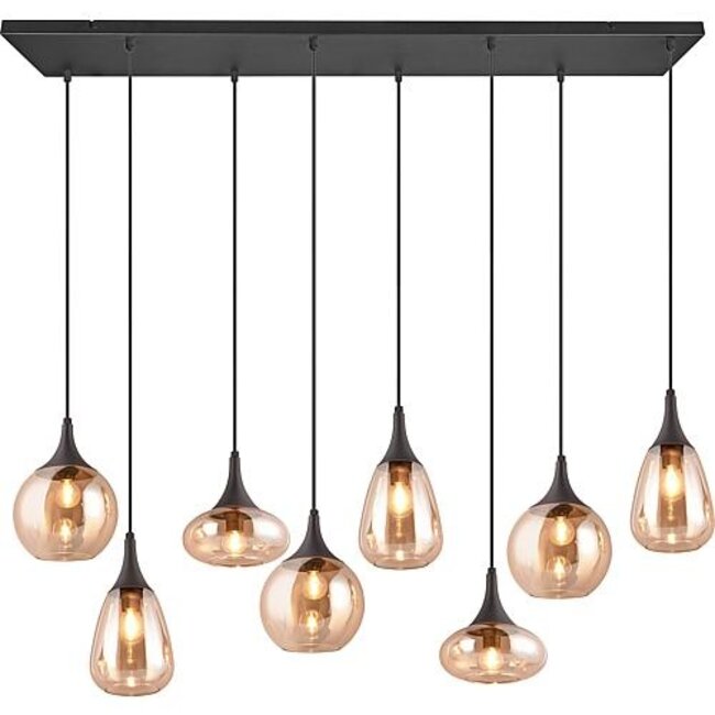 Hanglamp Lumina - zwart/amber 8 delig