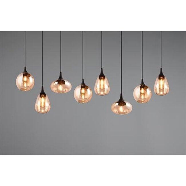 Hanglamp Lumina - zwart/amber 8 delig