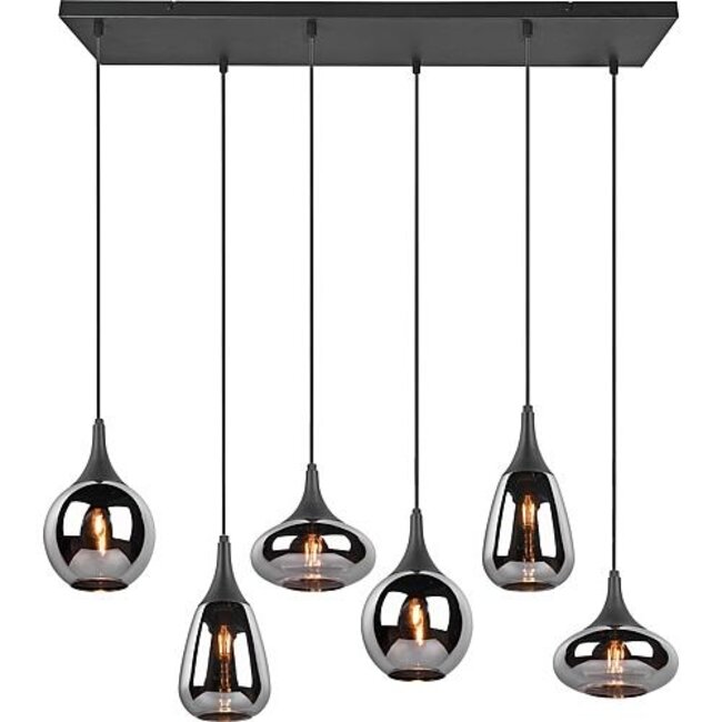 Hanglamp Lumina - zwart/verchroomd 6 delig