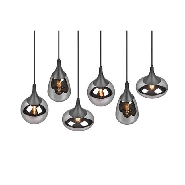 Hanglamp Lumina - zwart/verchroomd 6 delig