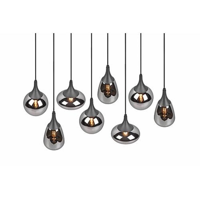 Hanglamp Lumina - zwart/verchroomd 8 delig