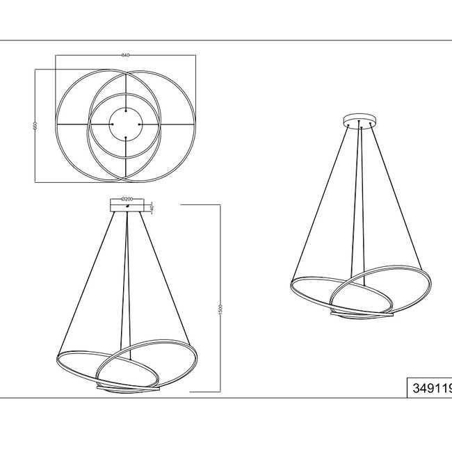 Hanglamp - Darvin Zwart 2Ring 2300+3000+4000K