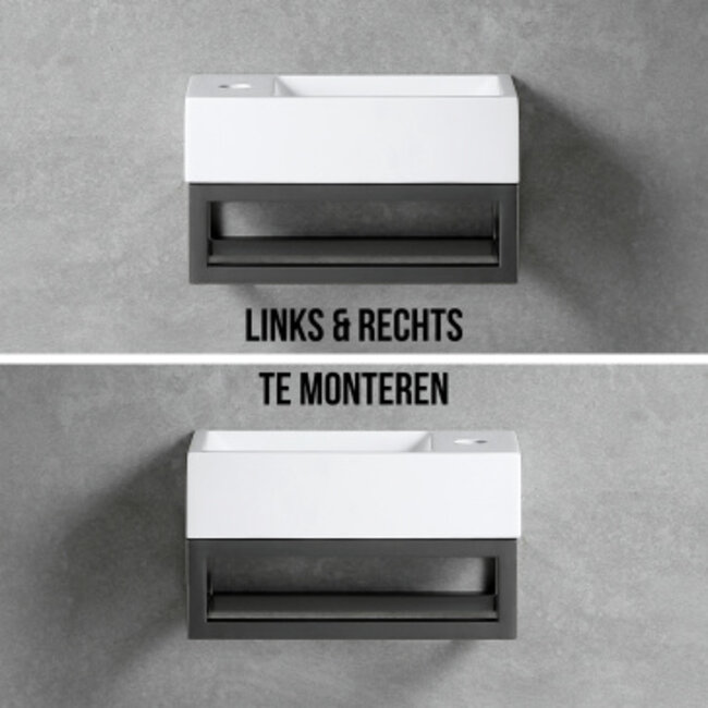 Fontein Links-Rechts met Kraangat - Gunmetal Grijs