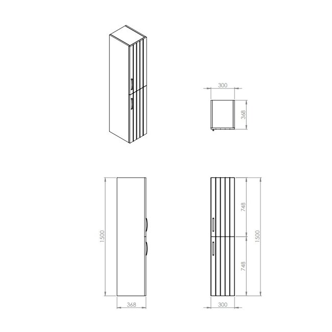 Creavit Eksen kolomkast 150 cm wit