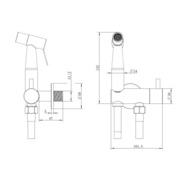 Bidet Handdoucheset - Gun Metal
