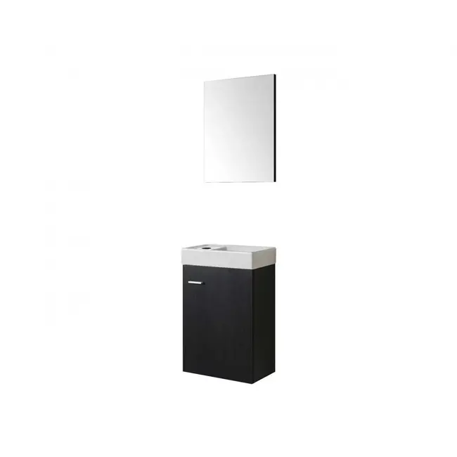 Toiletmeubel Southampton met Spiegel - 40 x 22 cm - Zwart met Houtnerf