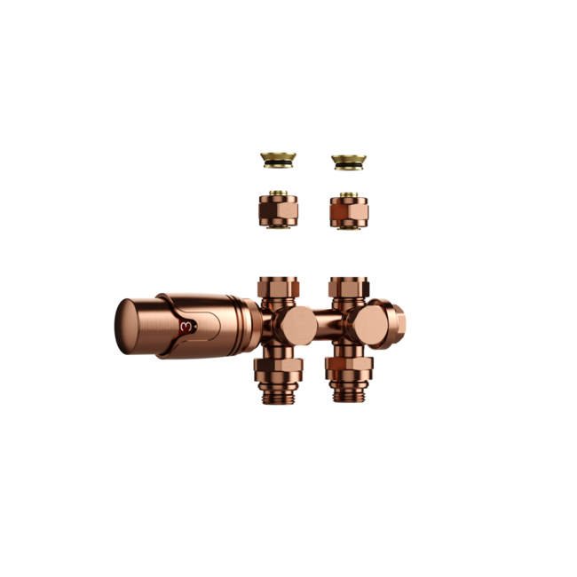 Thermostatische Radiatorkraan Muur en Vloer - 1/2M x 16/2M M30 - Geborsteld Koper