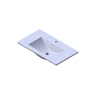 Keramische Wastafel Parijs met Kraangat - 80 cm - Glans wit