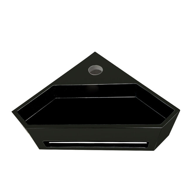Hoekfonteint Solid Surface met Handdoekhouder - 35 x 35 x 16 cm - Mat Zwart