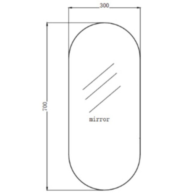 Spiegel Ovaal zonder Lijst - 30 x 70 cm