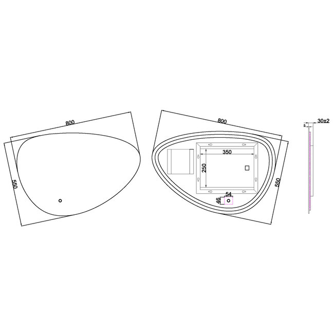 Spiegel Ovaal met LED Verlichting 2800-6400K en Verwarming - 80 cm