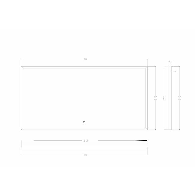 Spiegel Rechthoek met Dimbare LED Verlichting 2800-6400K en Verwarming - 120 x 60 cm Mat zwart