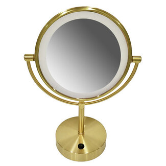 Make-Up Spiegel op Batterij met LED-verlichting - Geborsteld Goud Make-Up Spiegel op Batterij met LED-verlichting - Geborsteld Goud