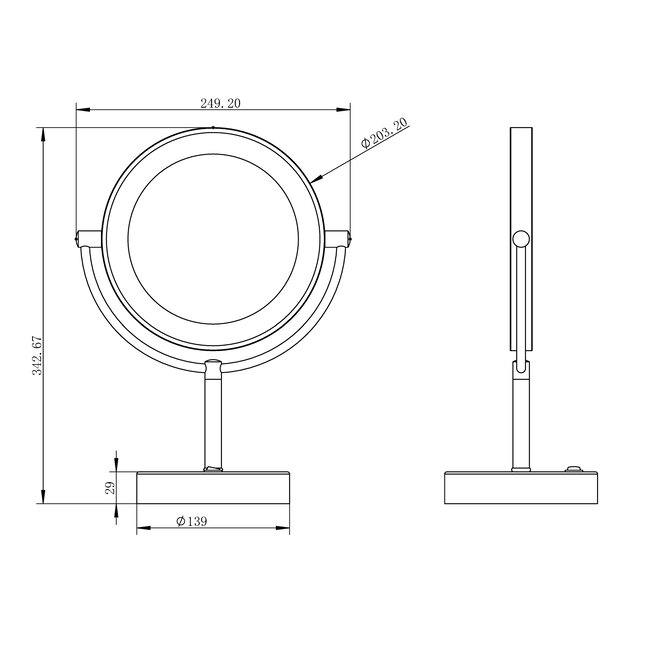 Make-Up Spiegel op Batterij met LED-verlichting - Geborsteld Koper