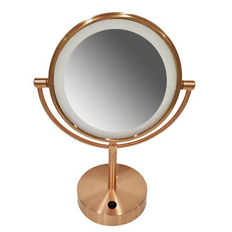 Make-Up Spiegel op Batterij met LED-verlichting - Geborsteld Koper