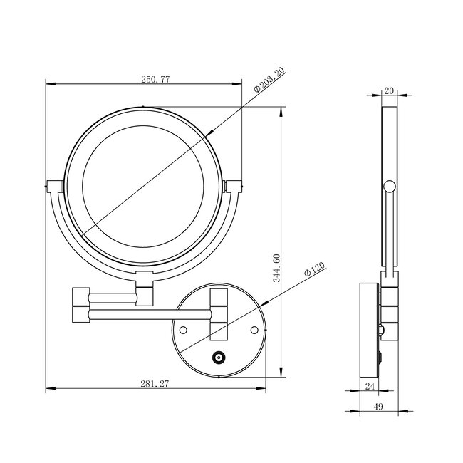 Verstelbare Make-Up Spiegel met LED-verlichting - Chroom