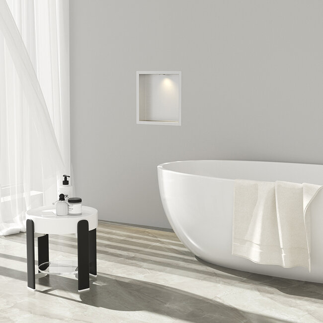 Inbouwnis met LED-verlichting  - 30 x 30 x 7 cm - RVS