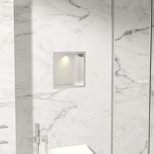 Inbouwnis met LED-verlichting  - 30 x 30 x 7 cm - RVS