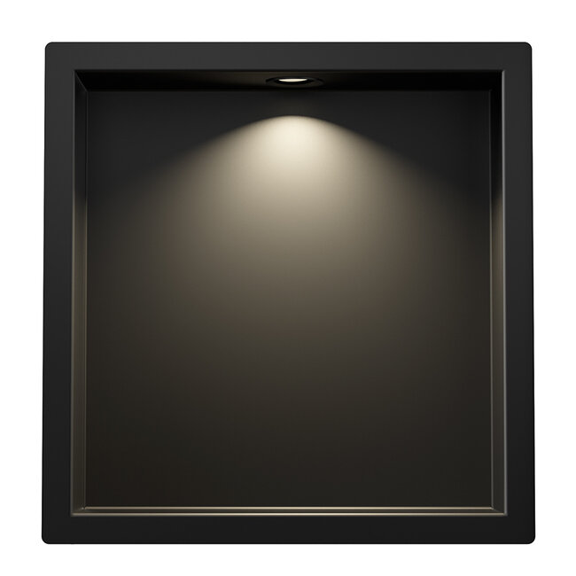 Inbouwnis met LED-verlichting - 30 x 30 x 7 cm - Mat Zwart