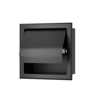 Inbouw Toiletrolhouder met Klep - Mat Zwart