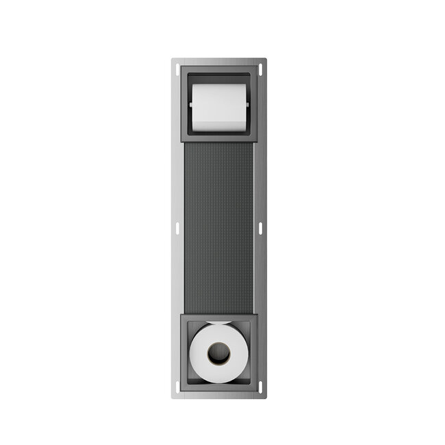 Inbouw Toiletrolhouder met Reserverolhouder - Gunmetal