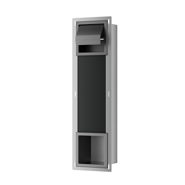 Inbouw Toiletrolhouder met Reserverolhouder en Klep - Gunmetal