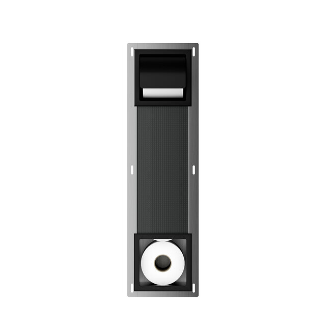 Inbouw Toiletrolhouder met Reserverolhouder en Klep - Mat Zwart