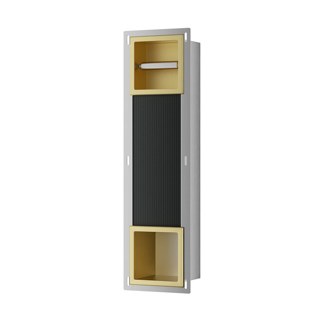 Inbouw Reserverolhouder met toiletrolhouder zonder klep - Geborsteld Goud