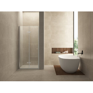 Nisdeur vouwbaar links 100 x 200 cm, 8 mm nano glas met chroom profiel