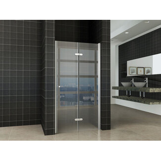 Nisdeur vouwbaar rechts 90 x 200 cm, 8 mm nano glas met chroom profiel