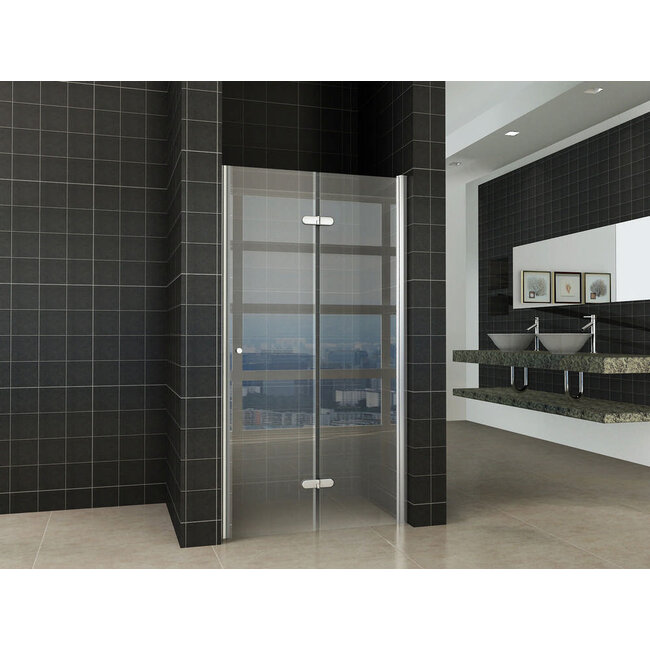 Nisdeur vouwbaar Rechts Nano glas 900 x 2000 x 8 mm - Chroom