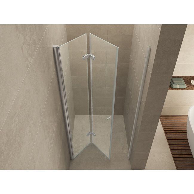 Nisdeur vouwbaar Links  Nano glas 900 x 2000 x 8 mm - Chroom
