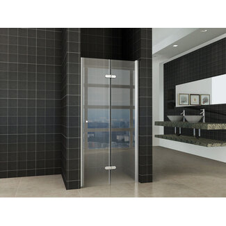Nisdeur vouwbaar links 80 x 200 cm, 8 mm nano glas met chroom profiel