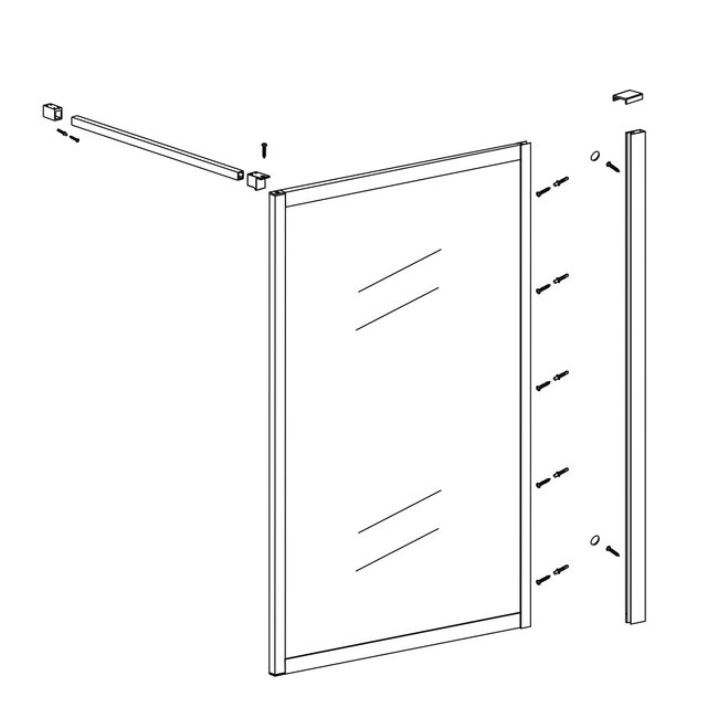 Inloopdouche 100 x 200 x 8 mm nano helder glas - Geborsteld Brons koper