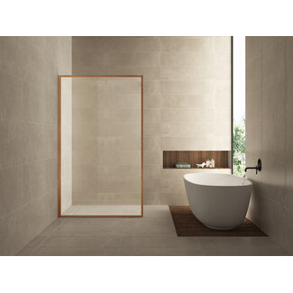 Inloopdouche 100 x 200 cm, 8 mm nano helder glas met geborsteld brons-koper profiel