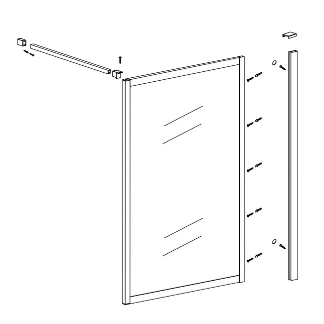 Inloopdouche 90 x 200 cm, 8 mm nano helder glas met geborsteld brons-koper profiel