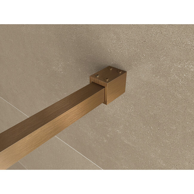 Inloopdouche 90 x 200 cm, 8 mm nano helder glas met geborsteld brons-koper profiel