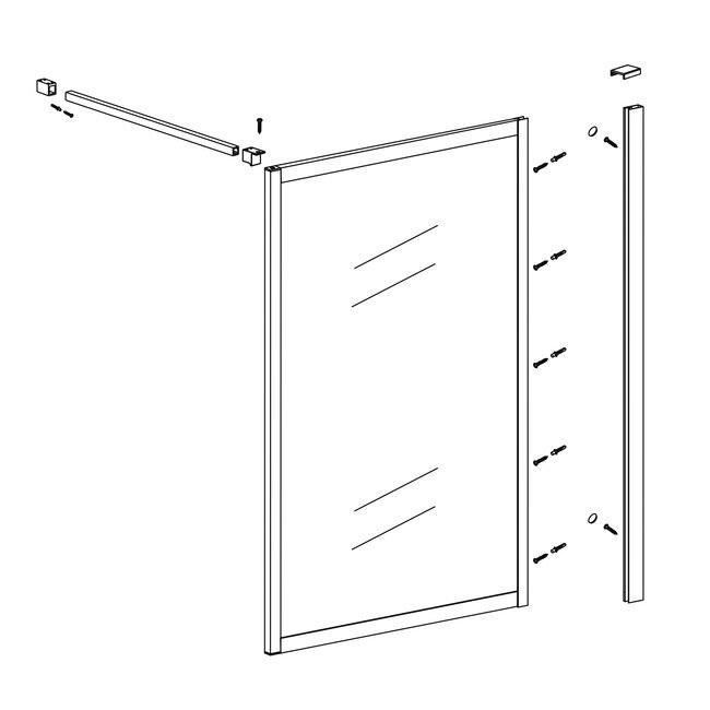 Inloopdouche 120 x 200 x 8 mm nano helder glas - Geborsteld Messing / Goud