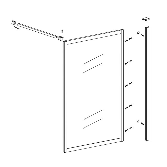 Inloopdouche 100 x 200 x 8 mm nano helder glas - Geborsteld Messing / Goud