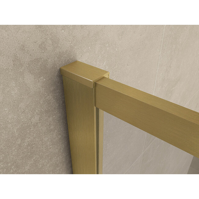 Inloopdouche 100 x 200 x 8 mm nano helder glas - Geborsteld Messing / Goud