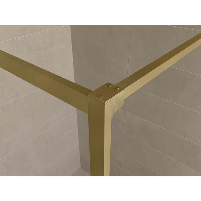 Inloopdouche 90 x 200 x 8 mm nano helder glas - Geborsteld Messing / Goud