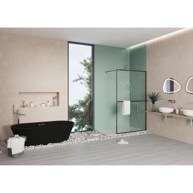 Vrijstaand Bad in Solid Surface - 167-170x70x52cm - Mat Zwart