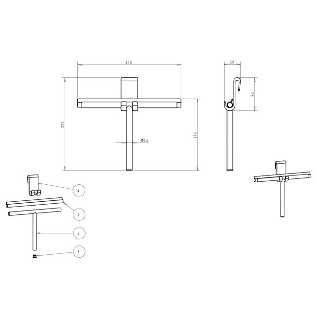Raamwisser met flexibele glashaak  - Geborsteld Messing / Goud